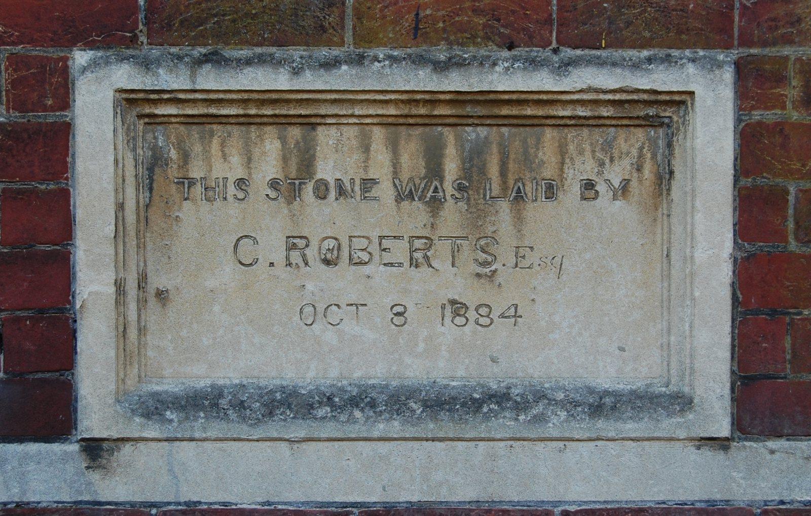 The foundation stone of the chapel, laid in 1884