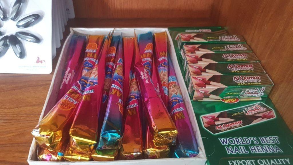 Boxes of henna cones
